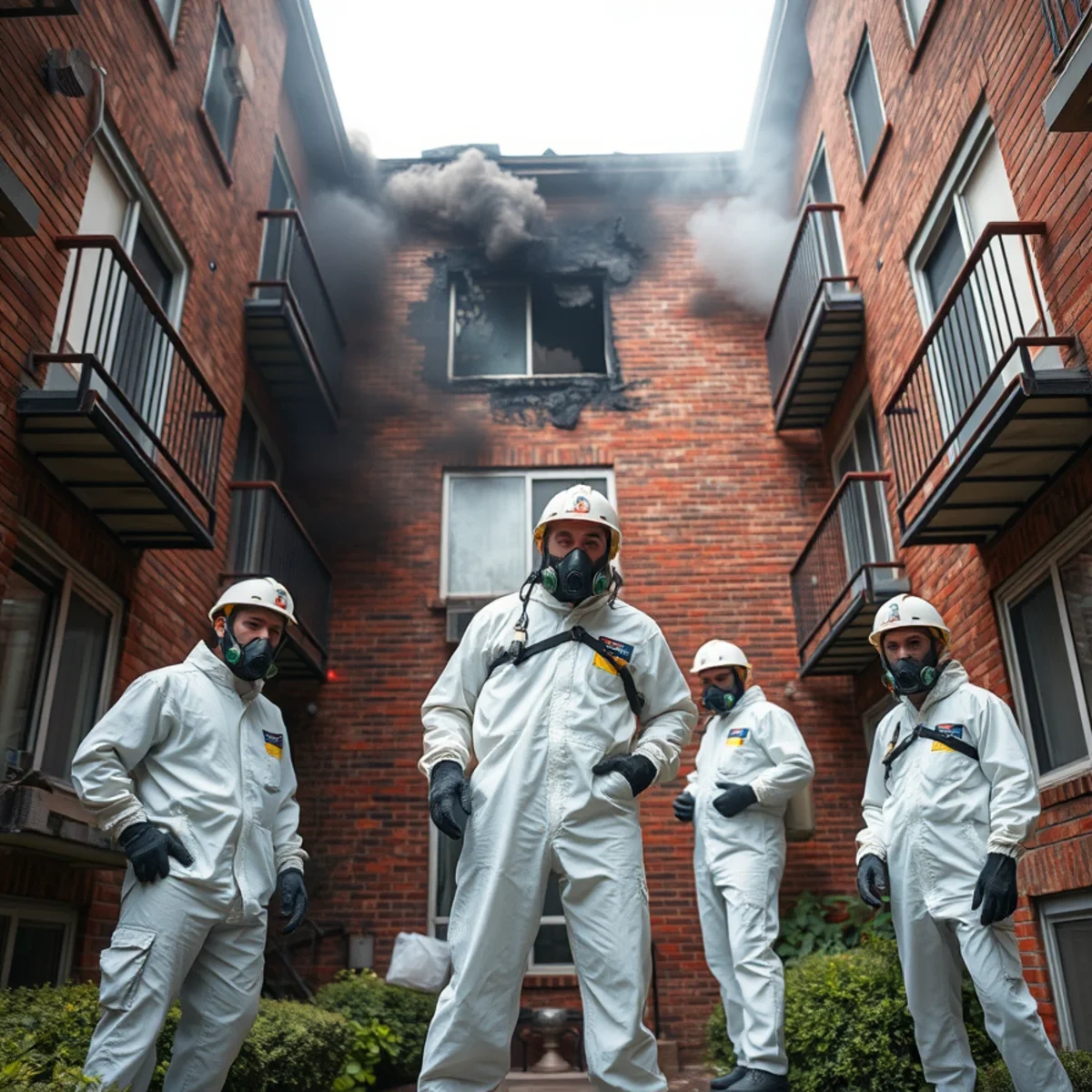Atlanta apartment building with smoke damage after a unit fire