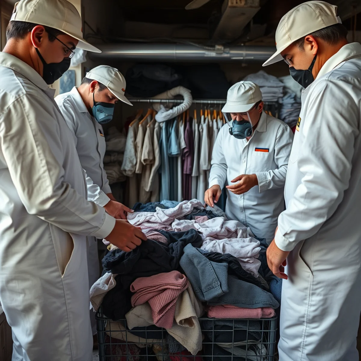 Smoke-damaged clothing being sorted for professional cleaning in Atlanta