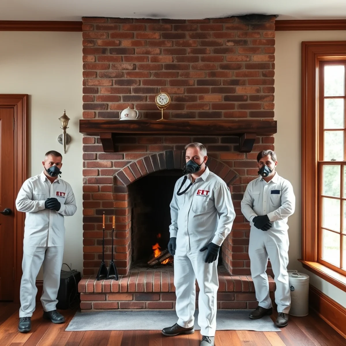Original masonry fireplace and chimney in a historic Atlanta home