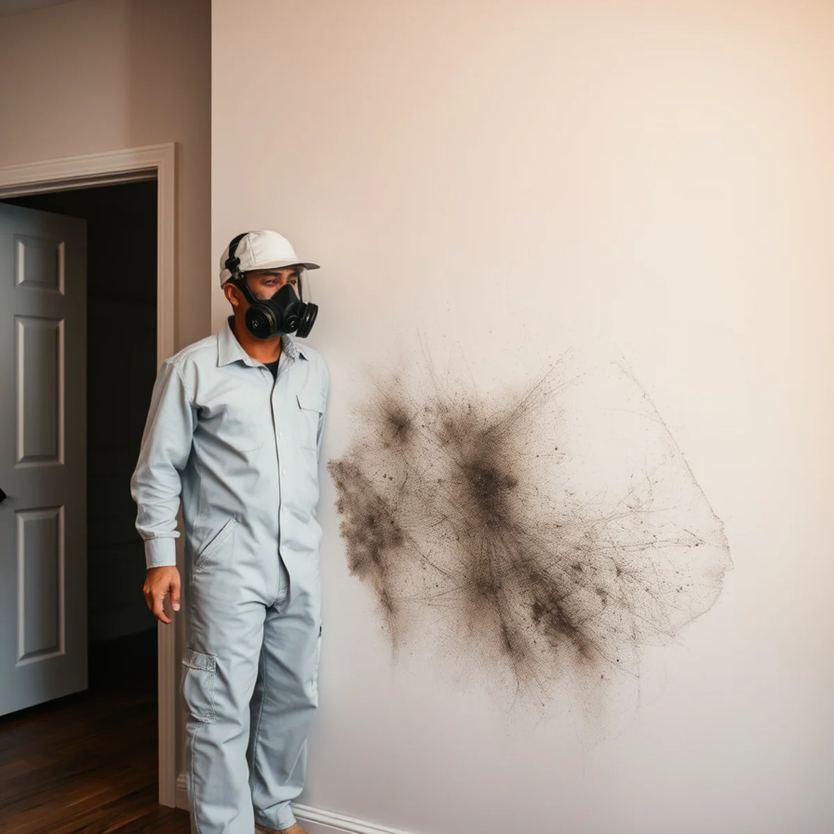 Smeared soot stain on a wall from improper DIY cleanup in an Atlanta home