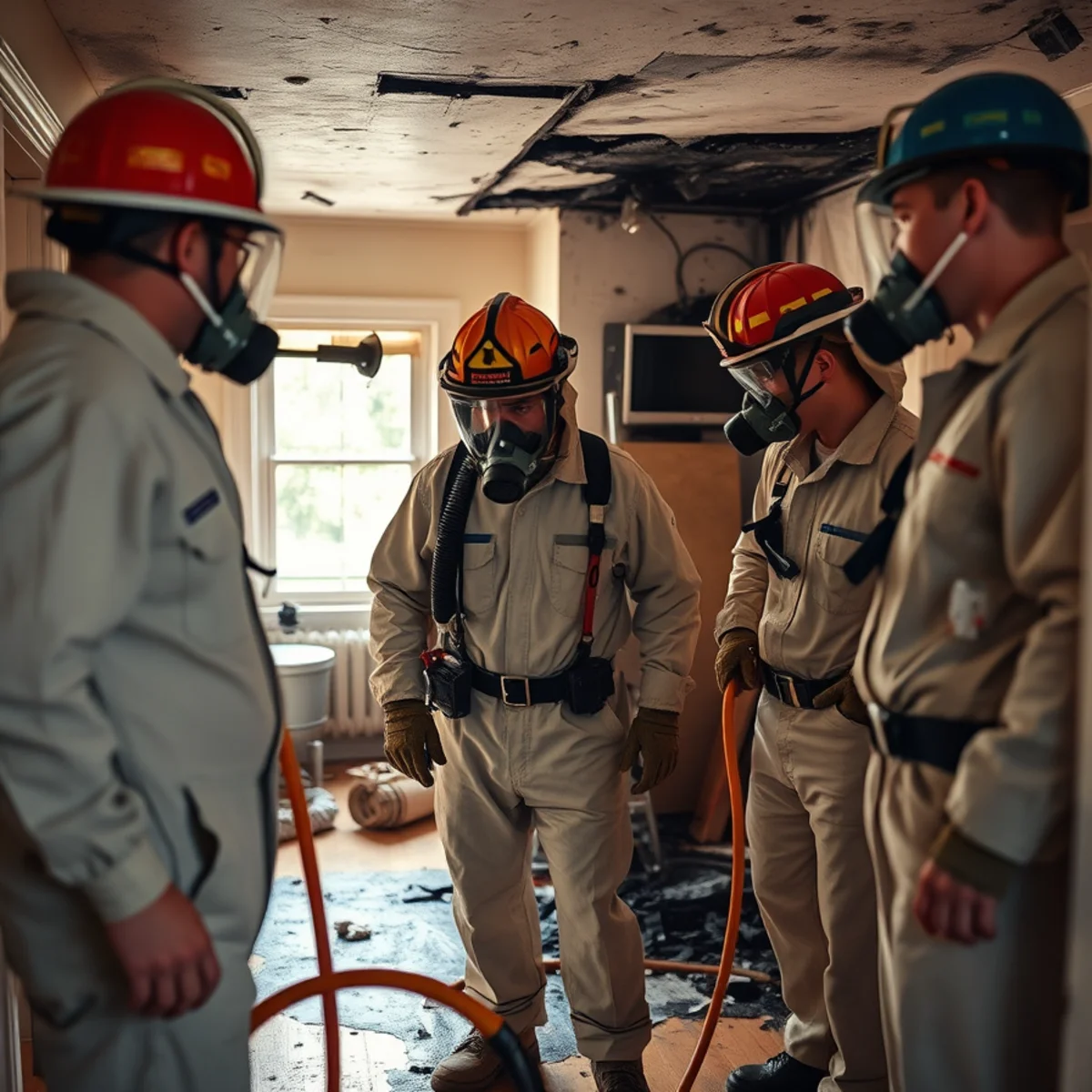 Restoration crew working through the fire damage process in an Atlanta home