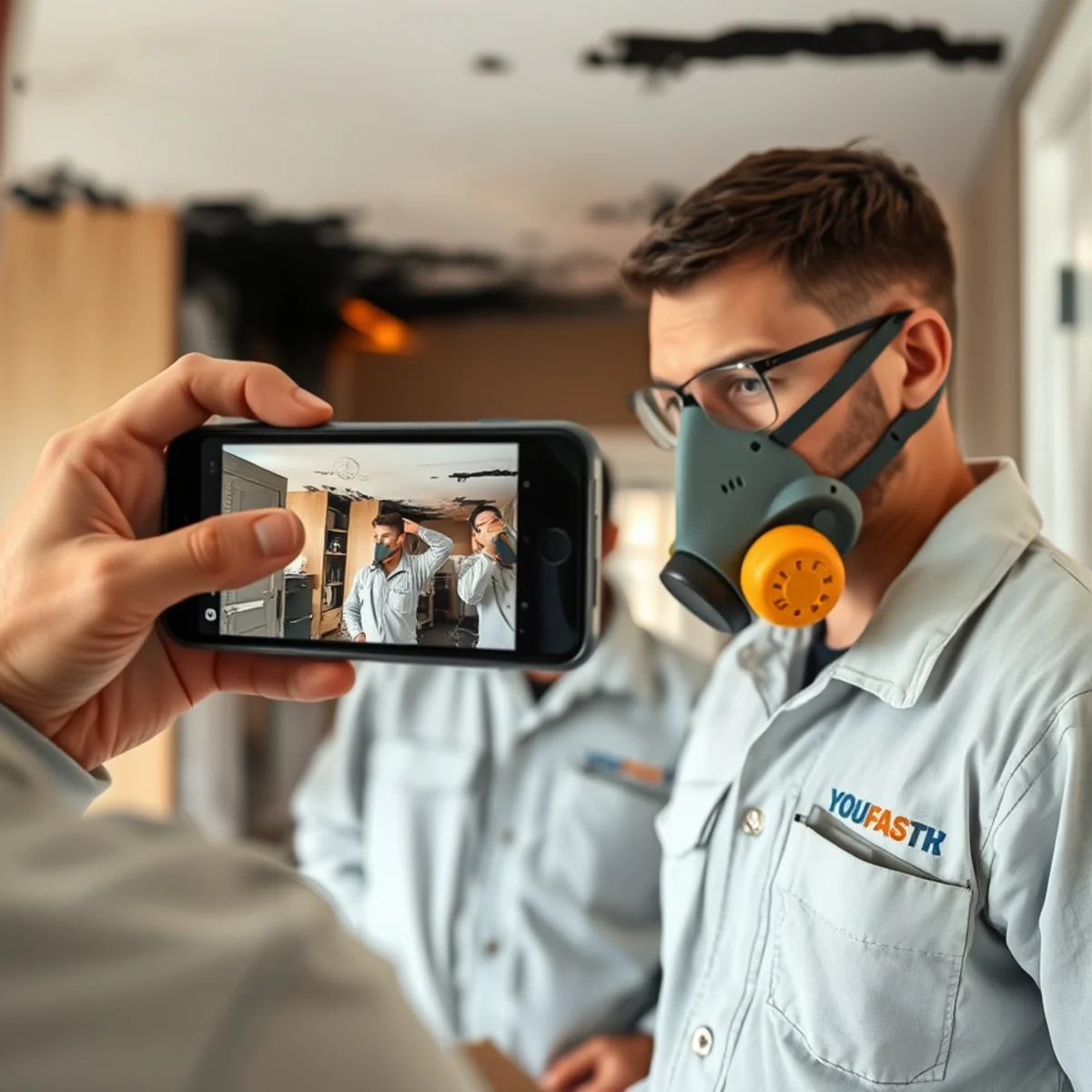 Documenting fire damage with a phone camera for an insurance claim in Atlanta