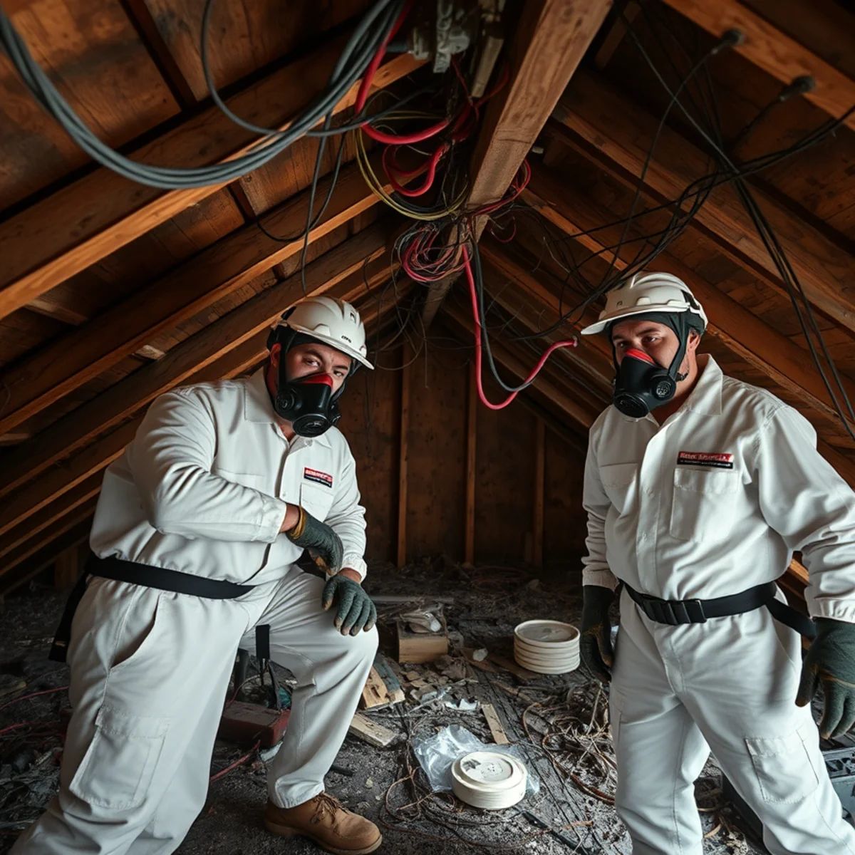 Old knob-and-tube wiring in the attic of a pre-1940 Atlanta bungalow