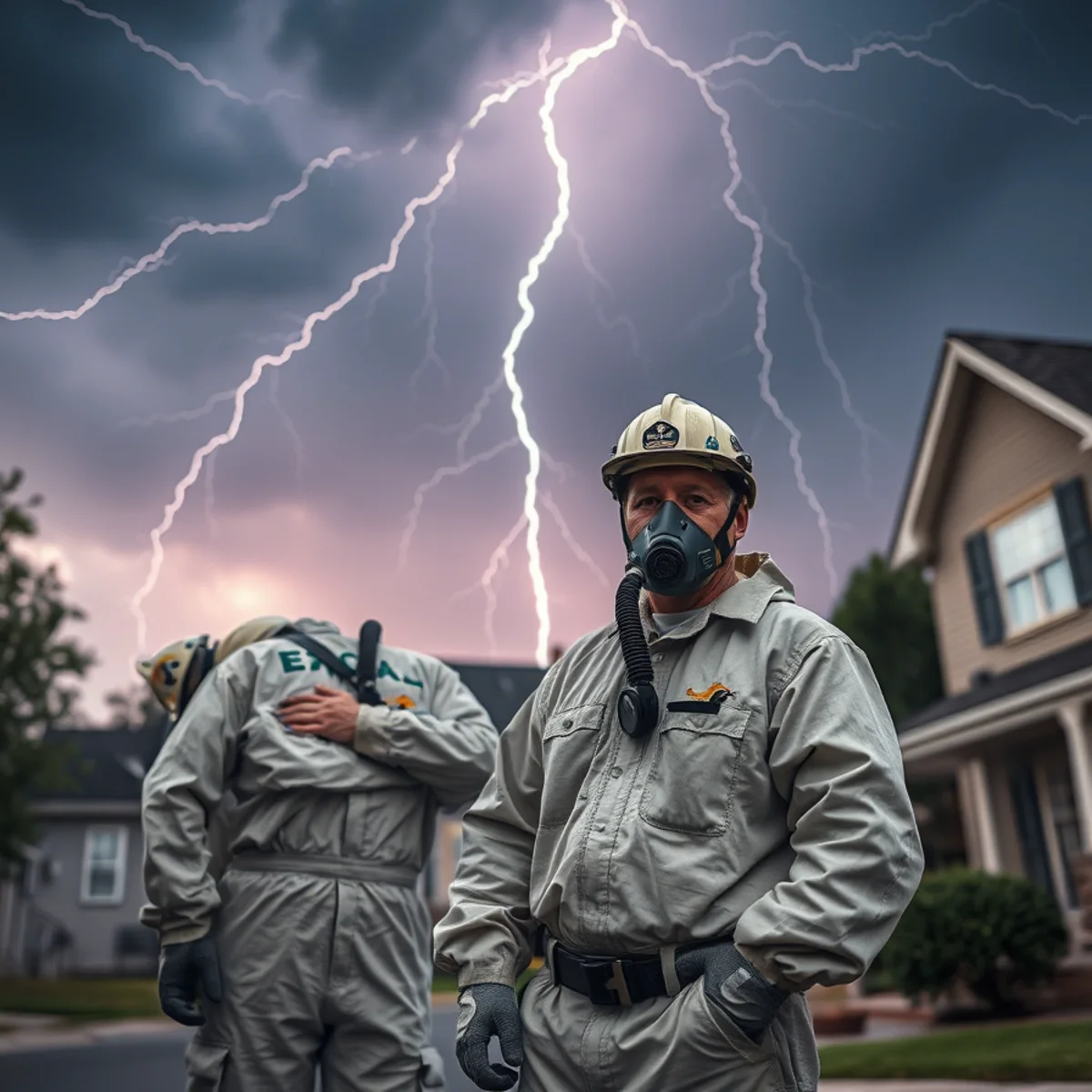 Lightning over an Atlanta neighborhood during a summer storm
