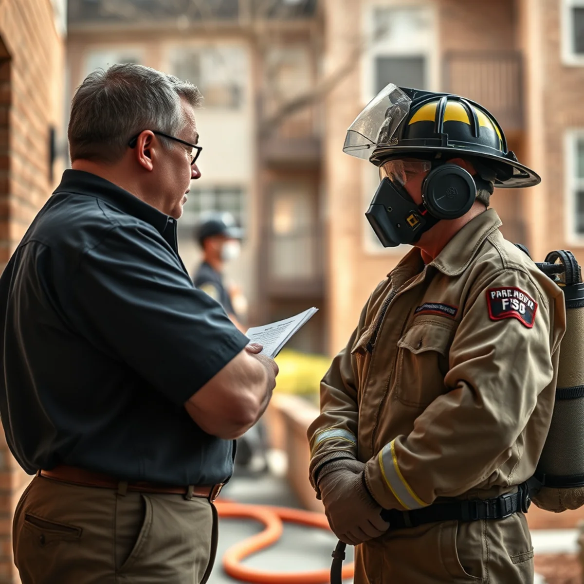 Property manager coordinating fire response at an Atlanta apartment community