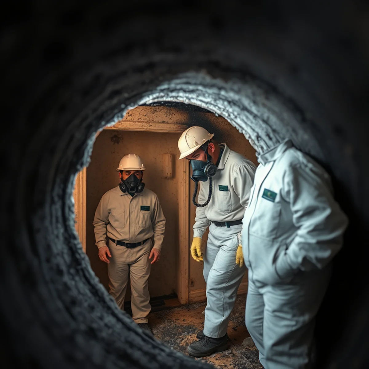 Soot inside an HVAC duct after a house fire in Atlanta