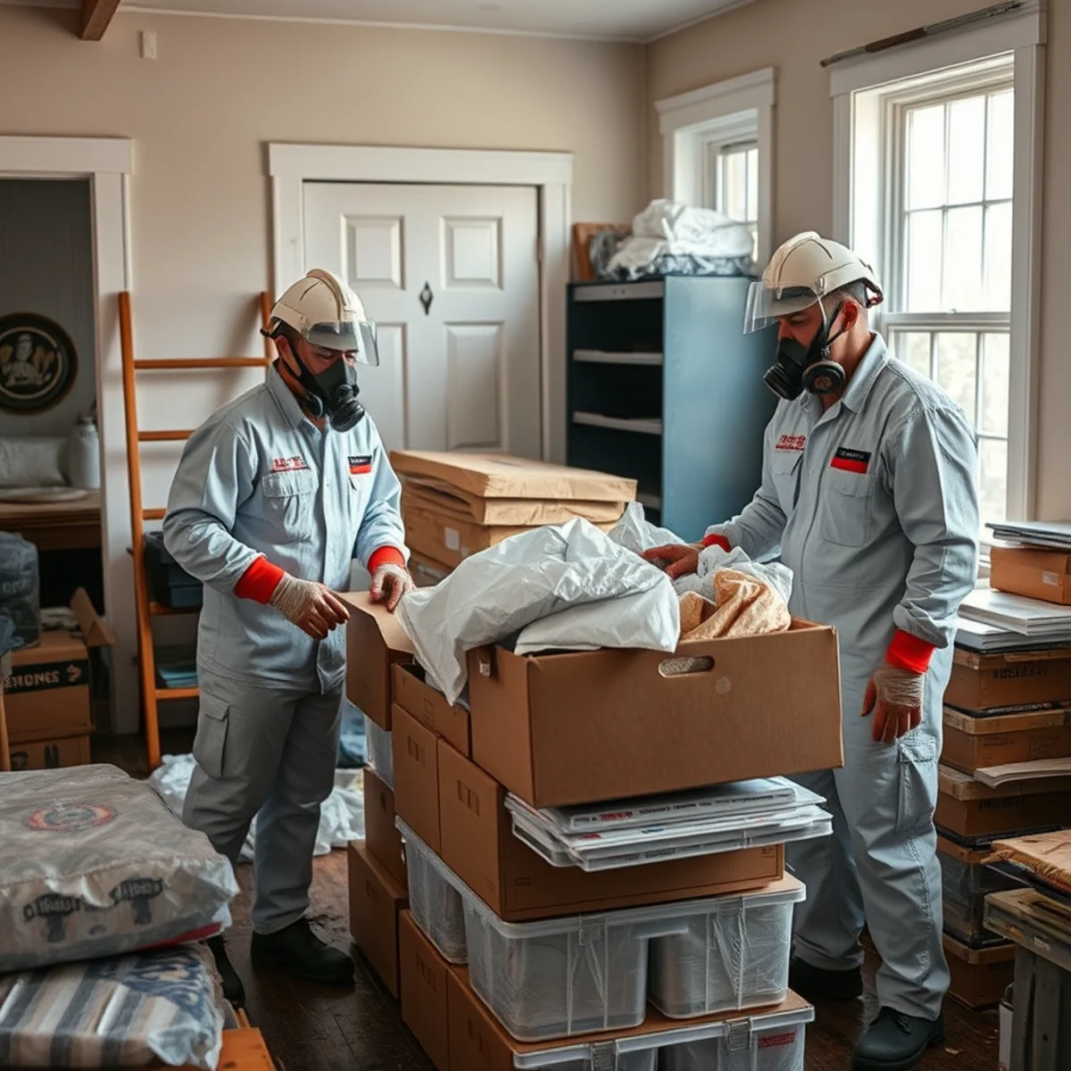 Restoration team packing out belongings after a fire in Atlanta